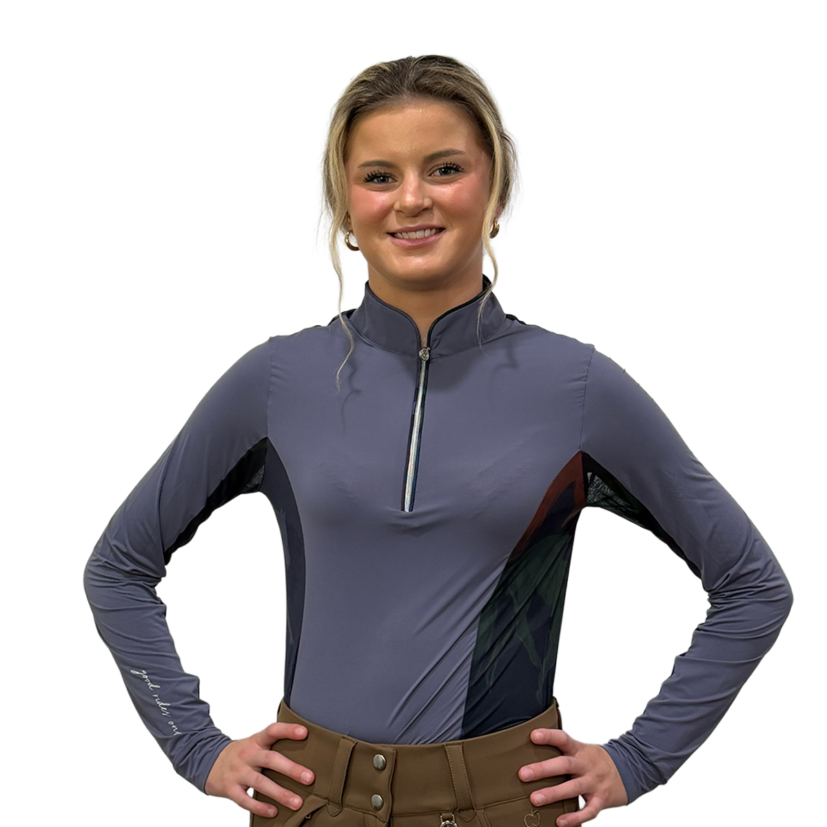 Dapplebay Women's Grace 1/4 Zip Long Sleeve Riding Top-Dusk-front view