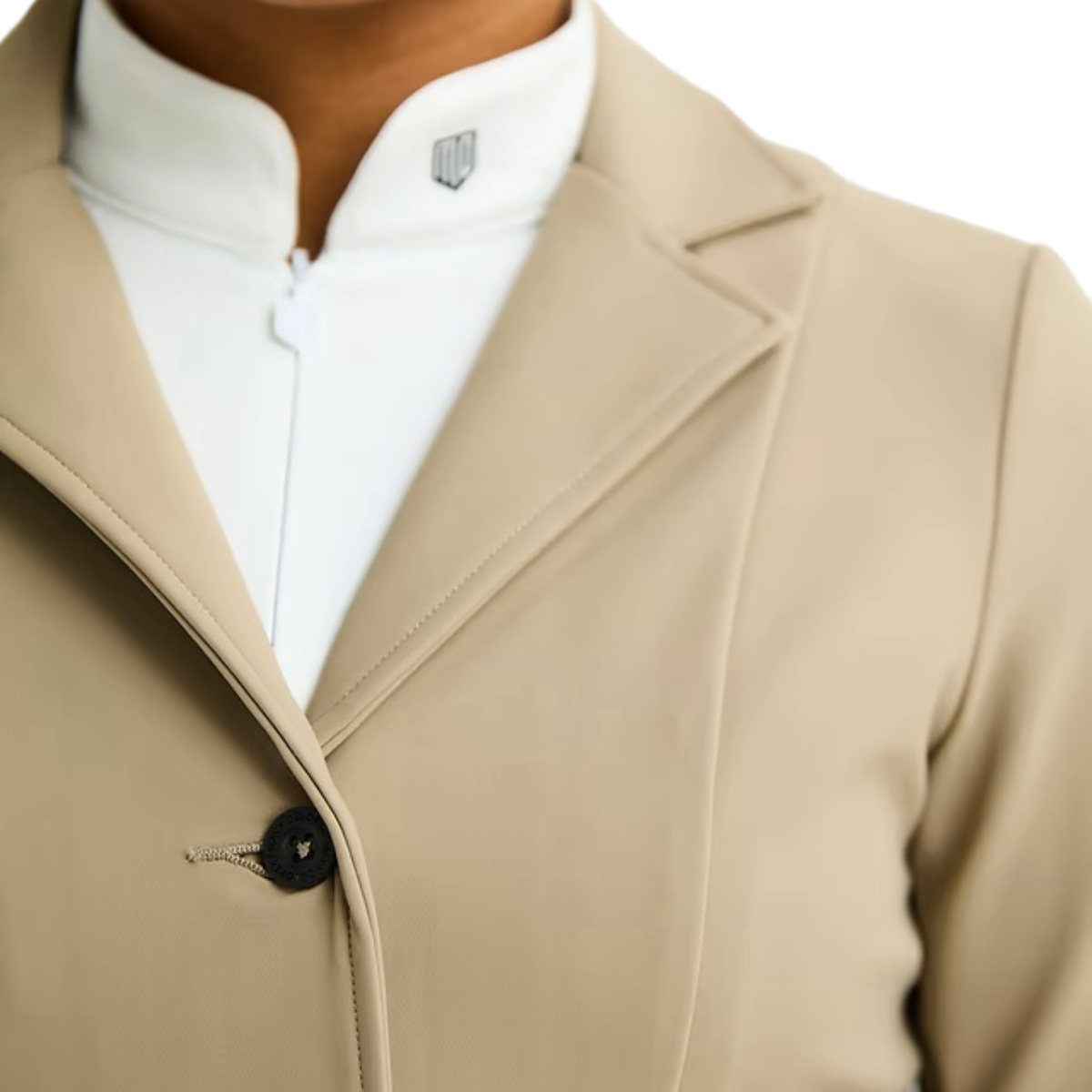 Maya Delorez Women's Show Jacket-Beige-Front Collar View