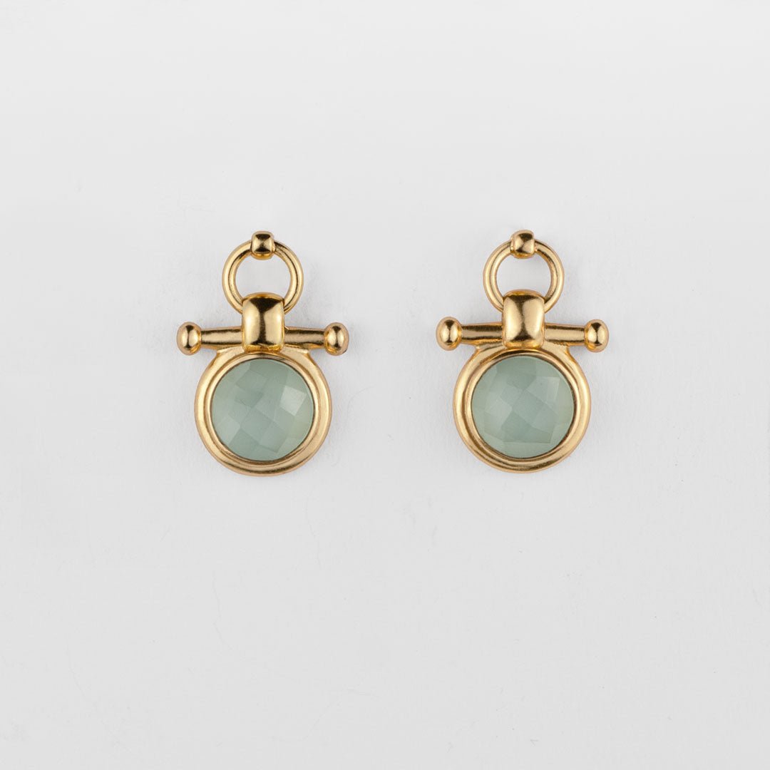 Urban Equestrian  Adele -Aqua Chalcedony Horse Bit Equestrian Earring in Gold