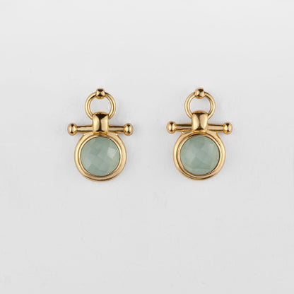 Urban Equestrian  Adele -Aqua Chalcedony Horse Bit Equestrian Earring in Gold