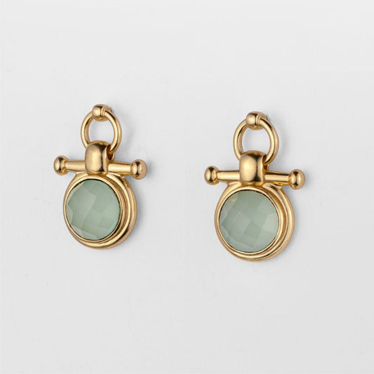 Urban Equestrian  Adele -Aqua Chalcedony Horse Bit Equestrian Earring in Gold