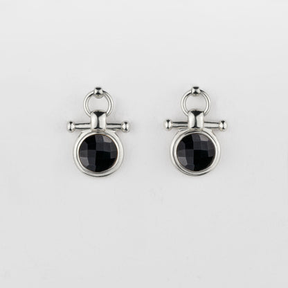 Urban Equestrian  Adele - Black Onyx Horse Bit Equestrian Earring in Silver
