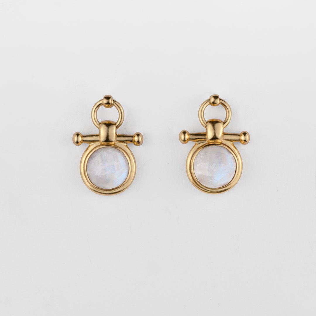 Urban Equestrian  Adele - Moonstone  Horse Bit Equestrian Earring in Gold