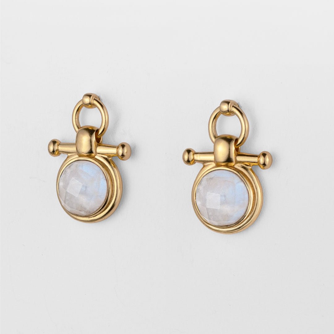 Urban Equestrian  Adele - Moonstone  Horse Bit Equestrian Earring in Gold