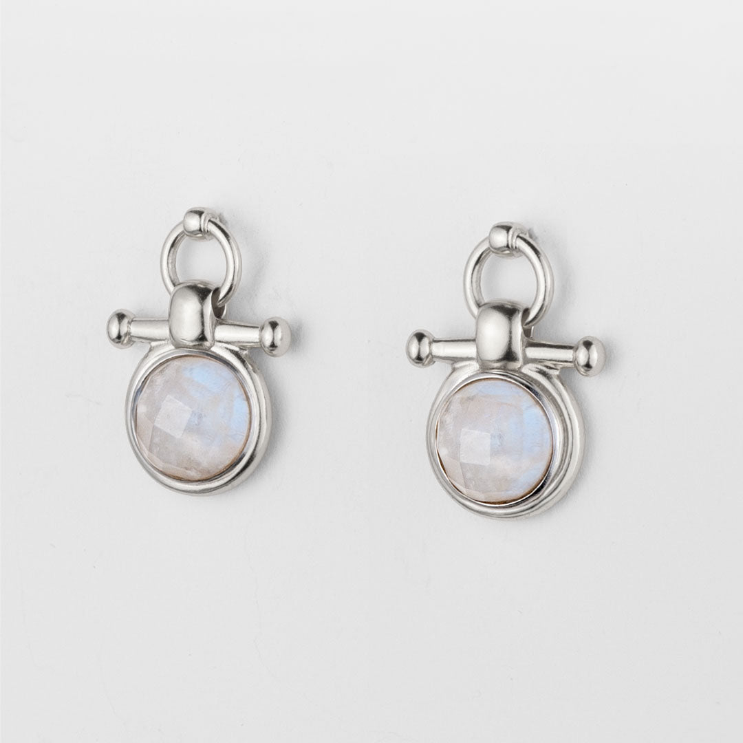 Urban Equestrian  Adele - Moonstone Horse Bit Equestrian Earring in Silver