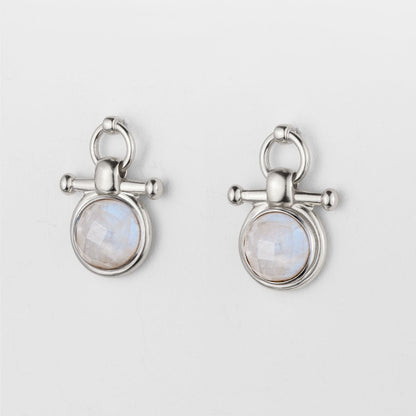 Urban Equestrian  Adele - Moonstone Horse Bit Equestrian Earring in Silver