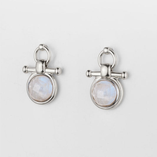 Urban Equestrian  Adele - Moonstone Horse Bit Equestrian Earring in Silver