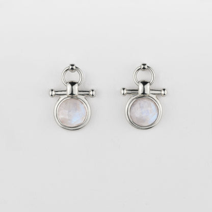 Urban Equestrian  Adele - Moonstone Horse Bit Equestrian Earring in Silver
