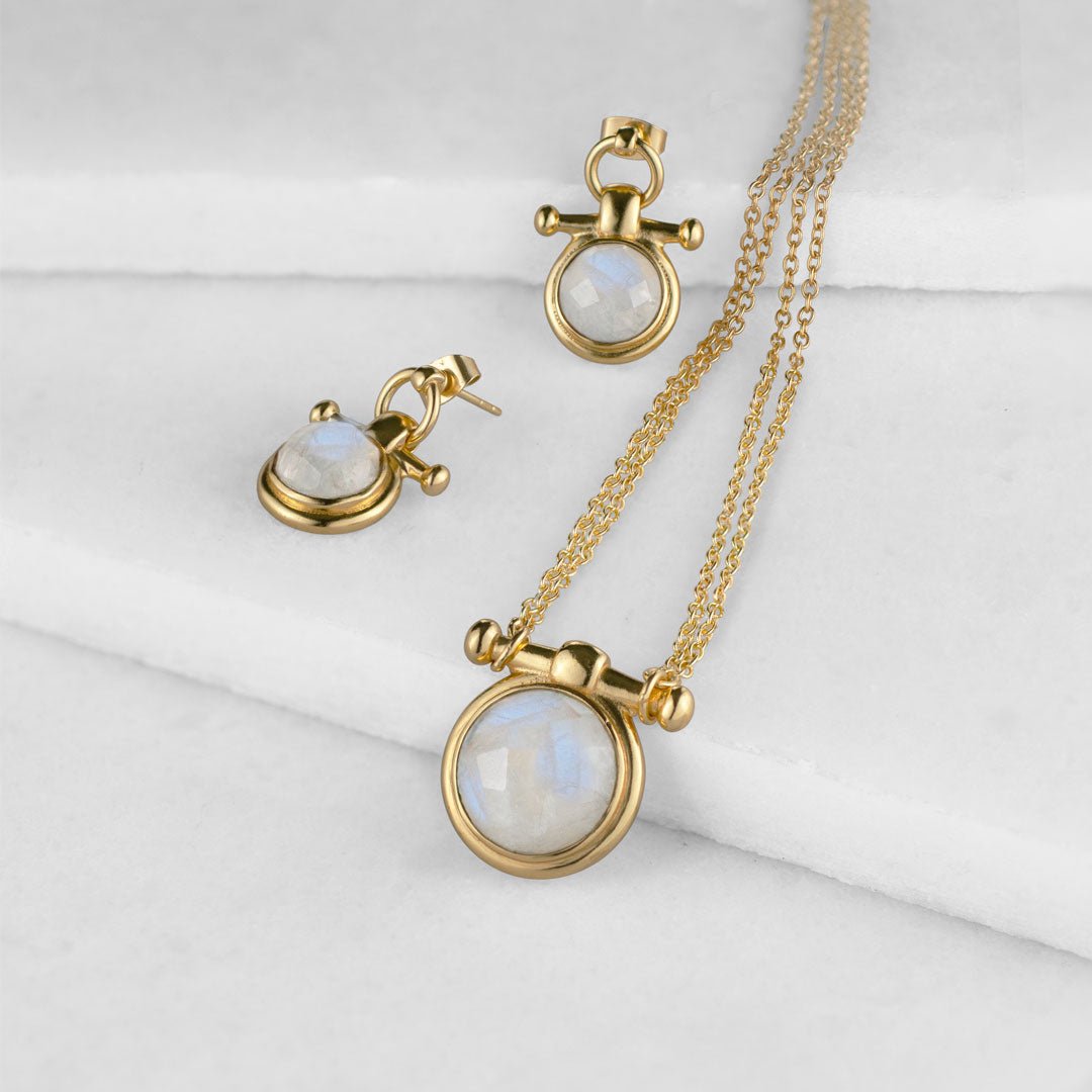 Urban Equestrian  Adele - Moonstone Equestrian Horse Bit Necklace in Gold