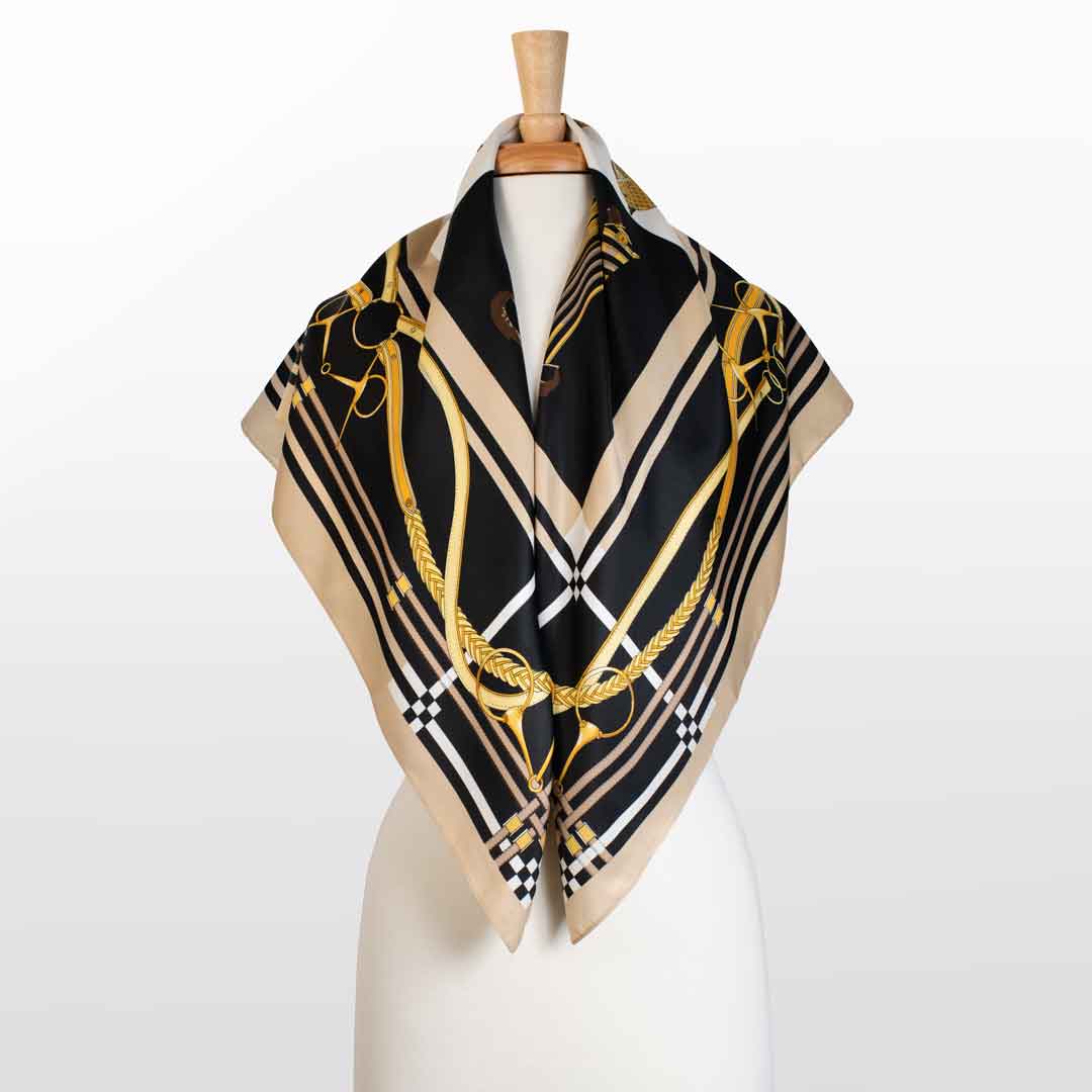 Urban Equestrian  Genevieve - Stylized Equestrian Scarf in Honey and Black