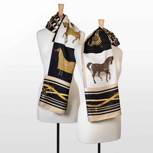 Urban Equestrian  Genevieve - Stylized Equestrian Scarf in Honey and Black
