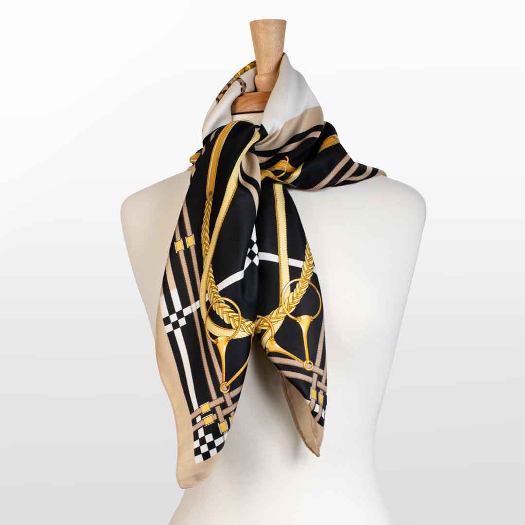 Urban Equestrian  Genevieve - Stylized Equestrian Scarf in Honey and Black