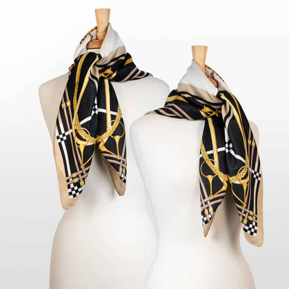Urban Equestrian  Genevieve - Stylized Equestrian Scarf in Honey and Black