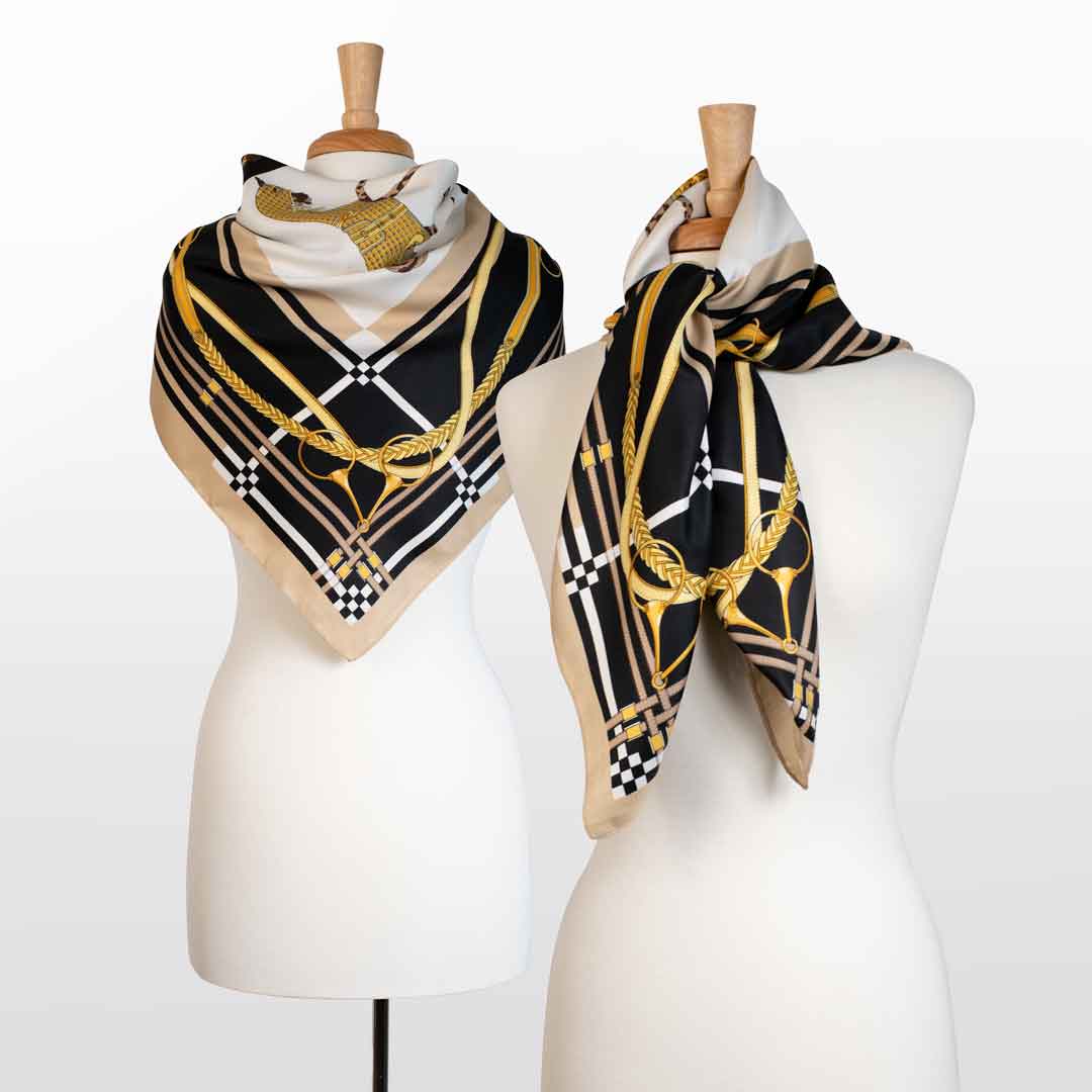 Urban Equestrian  Genevieve - Stylized Equestrian Scarf in Honey and Black