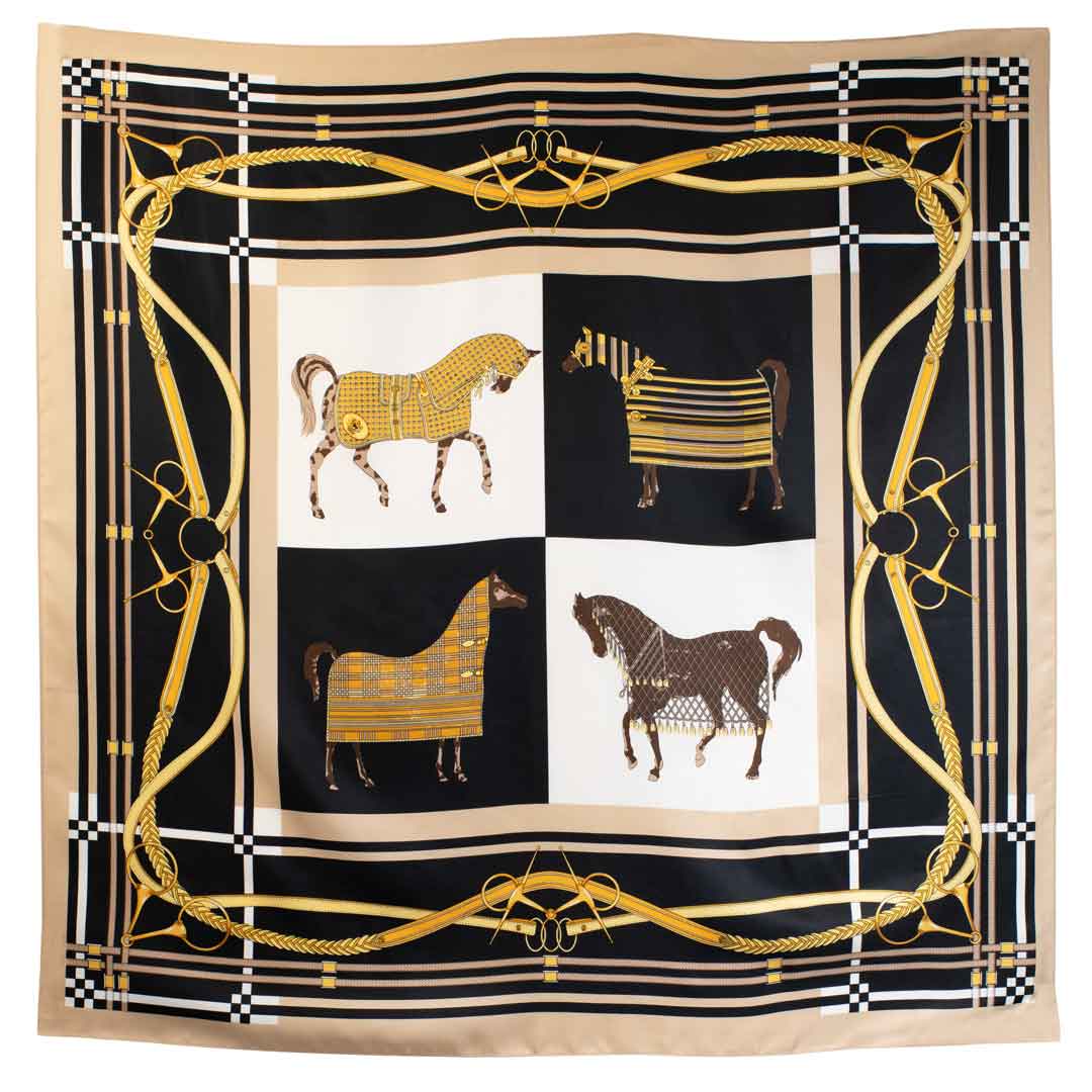Urban Equestrian  Genevieve - Stylized Equestrian Scarf in Honey and Black