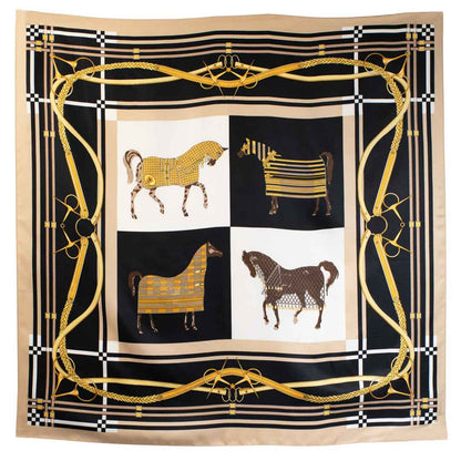 Urban Equestrian  Genevieve - Stylized Equestrian Scarf in Honey and Black