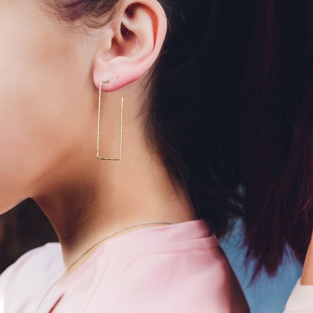 Urban Equestrian  Hammered Hoops - Infinity Clasp Round Shape Sterling Silver Earring