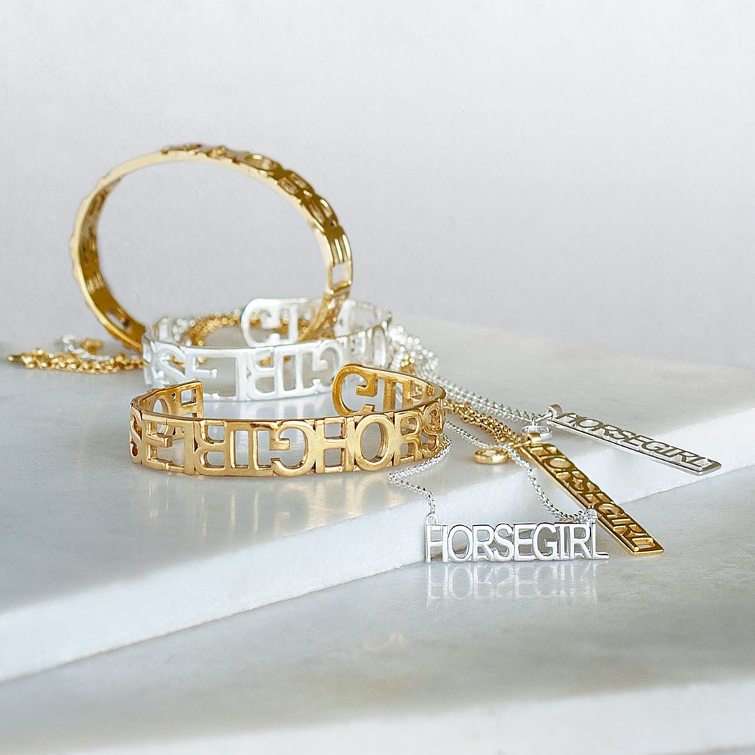 Horse Girl - Equestrian Cuff Bracelet in Gold