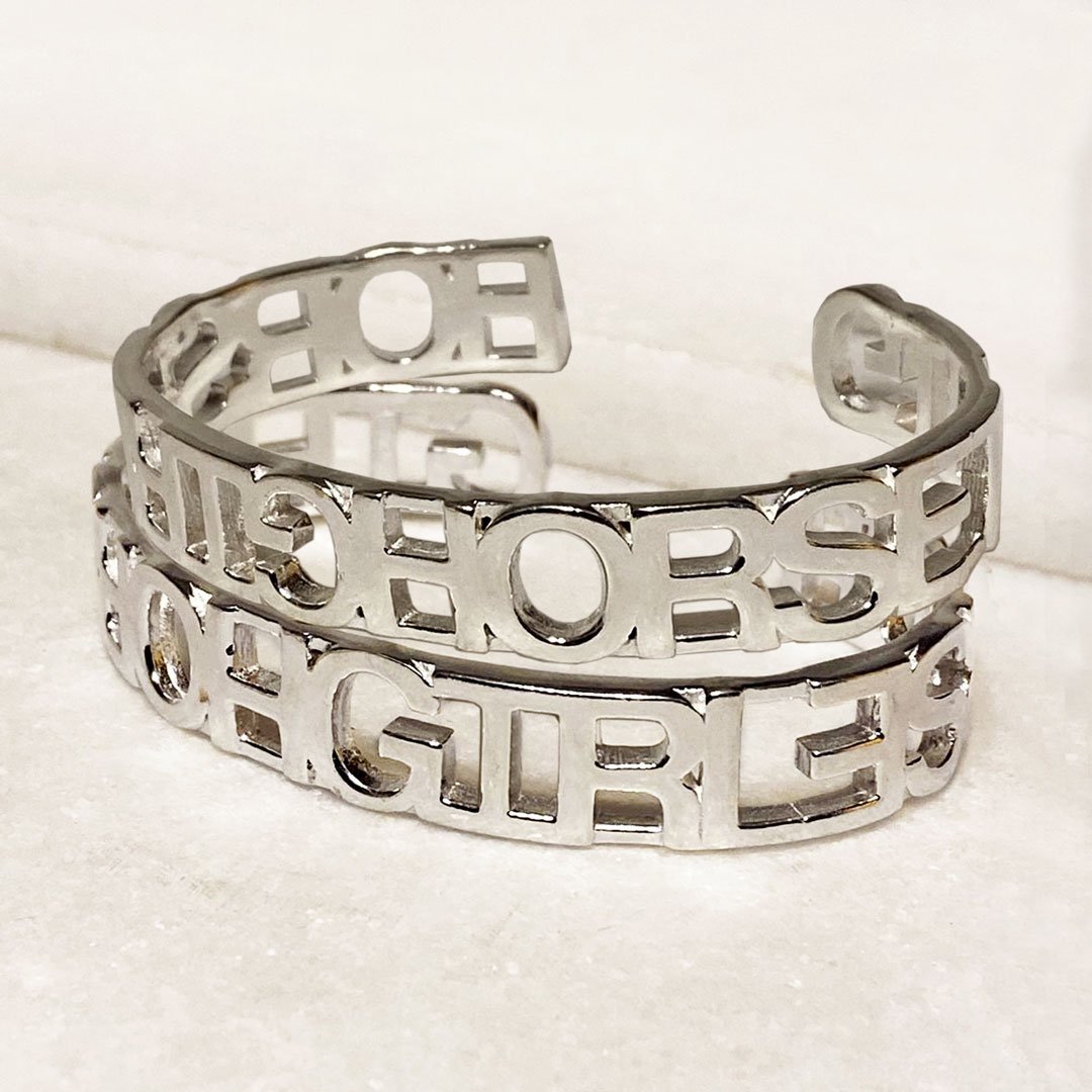 Urban Equestrian  Horse Girl - Equestrian Cuff Bracelet in Silver
