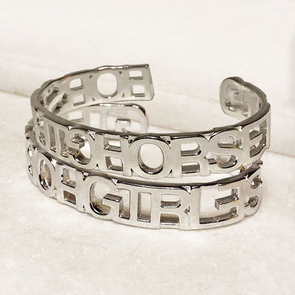 Urban Equestrian  Horse Girl - Equestrian Cuff Bracelet in Silver