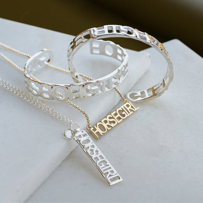 Urban Equestrian  Horse Girl - Equestrian Cuff Bracelet in Silver