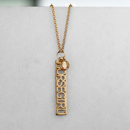 Urban Equestrian  Horse Girl - Equestrian Dog Tag Necklace in Gold