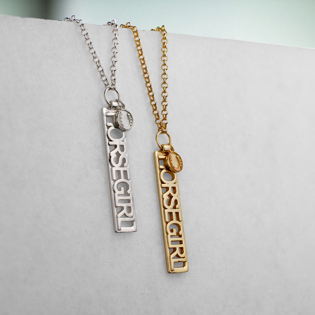 Urban Equestrian  Horse Girl - Equestrian Dog Tag Necklace in Gold