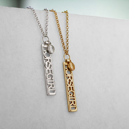 Urban Equestrian  Horse Girl - Equestrian Dog Tag Necklace in Gold