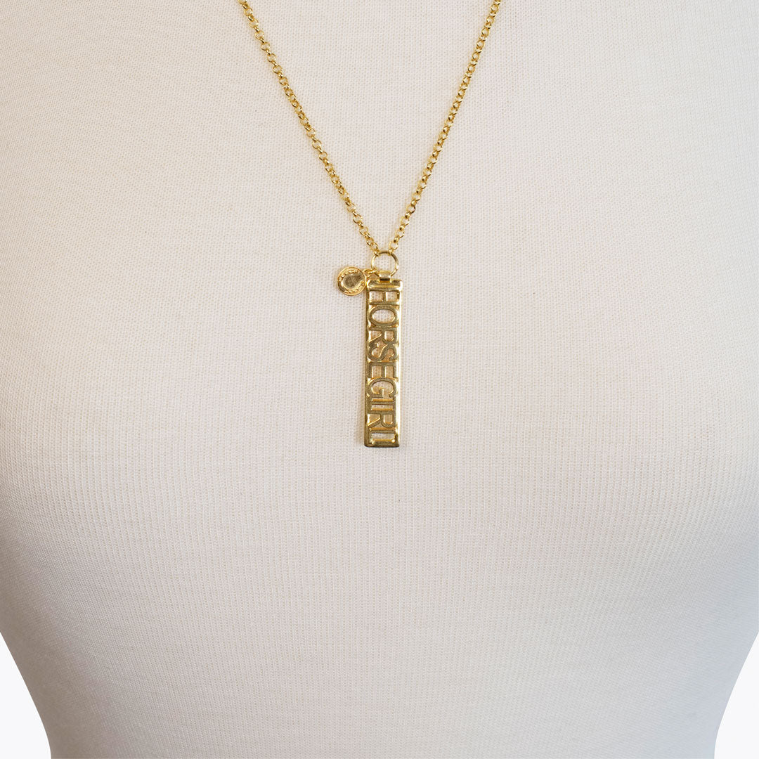 Urban Equestrian  Horse Girl - Equestrian Dog Tag Necklace in Gold