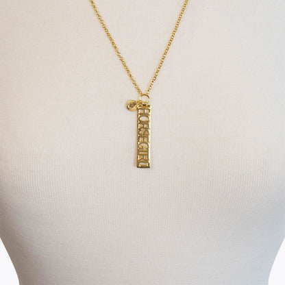 Urban Equestrian  Horse Girl - Equestrian Dog Tag Necklace in Gold