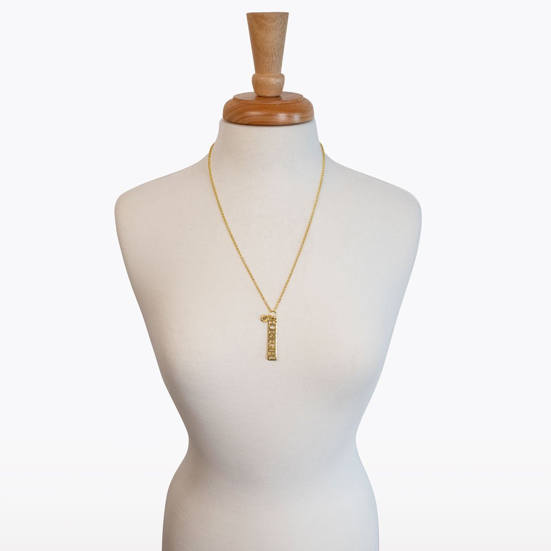 Urban Equestrian  Horse Girl - Equestrian Dog Tag Necklace in Gold