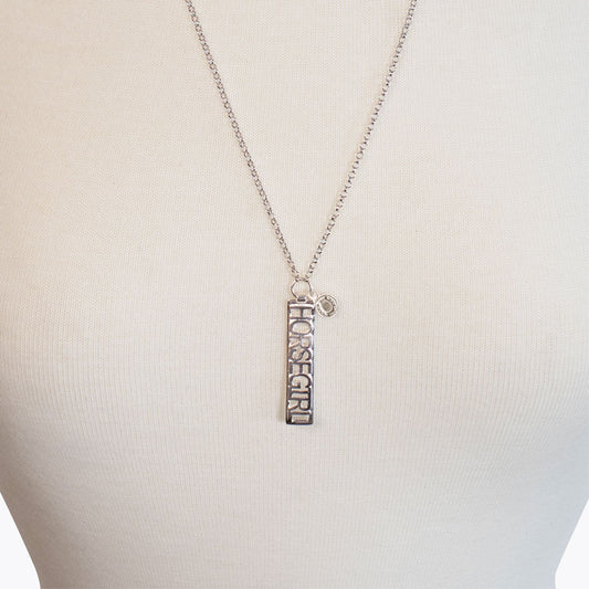 Urban Equestrian  Horse Girl - Equestrian Dog Tag Necklace in Silver
