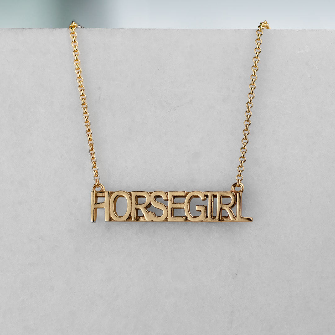 Horse Girl - Equestrian Letter Pendant in Gold