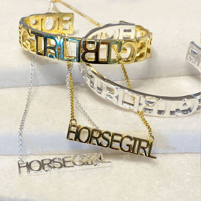 Horse Girl - Equestrian Letter Pendant in Gold