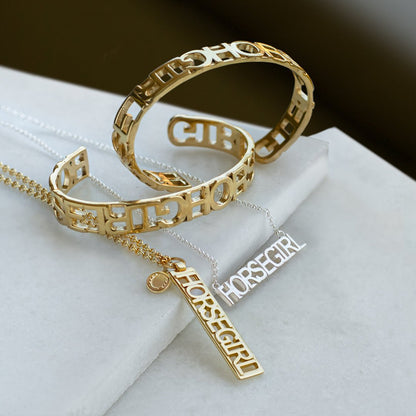 Horse Girl - Equestrian Letter Pendant in Silver