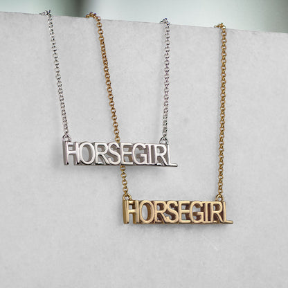 Horse Girl - Equestrian Letter Pendant in Silver