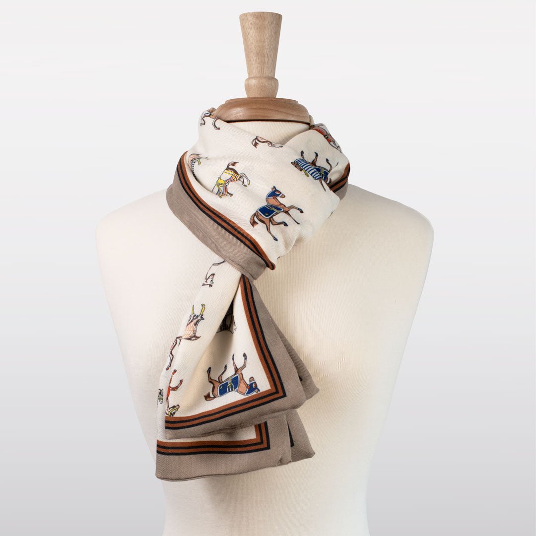 Urban Equestrian  The Paddock Wrap- Equestrian Motif Double Sided Jacquard Scarf