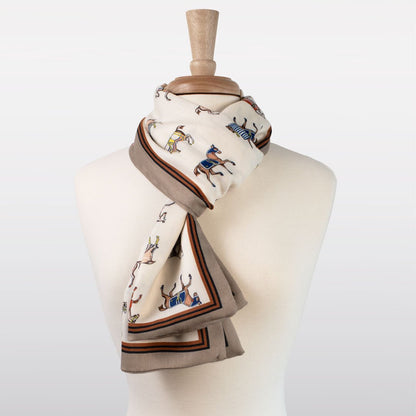 Urban Equestrian  The Paddock Wrap- Equestrian Motif Double Sided Jacquard Scarf