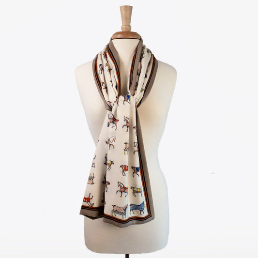 Urban Equestrian  The Paddock Wrap- Equestrian Motif Double Sided Jacquard Scarf