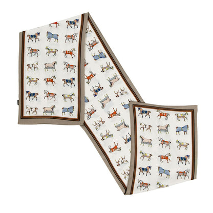 Urban Equestrian  The Paddock Wrap- Equestrian Motif Double Sided Jacquard Scarf