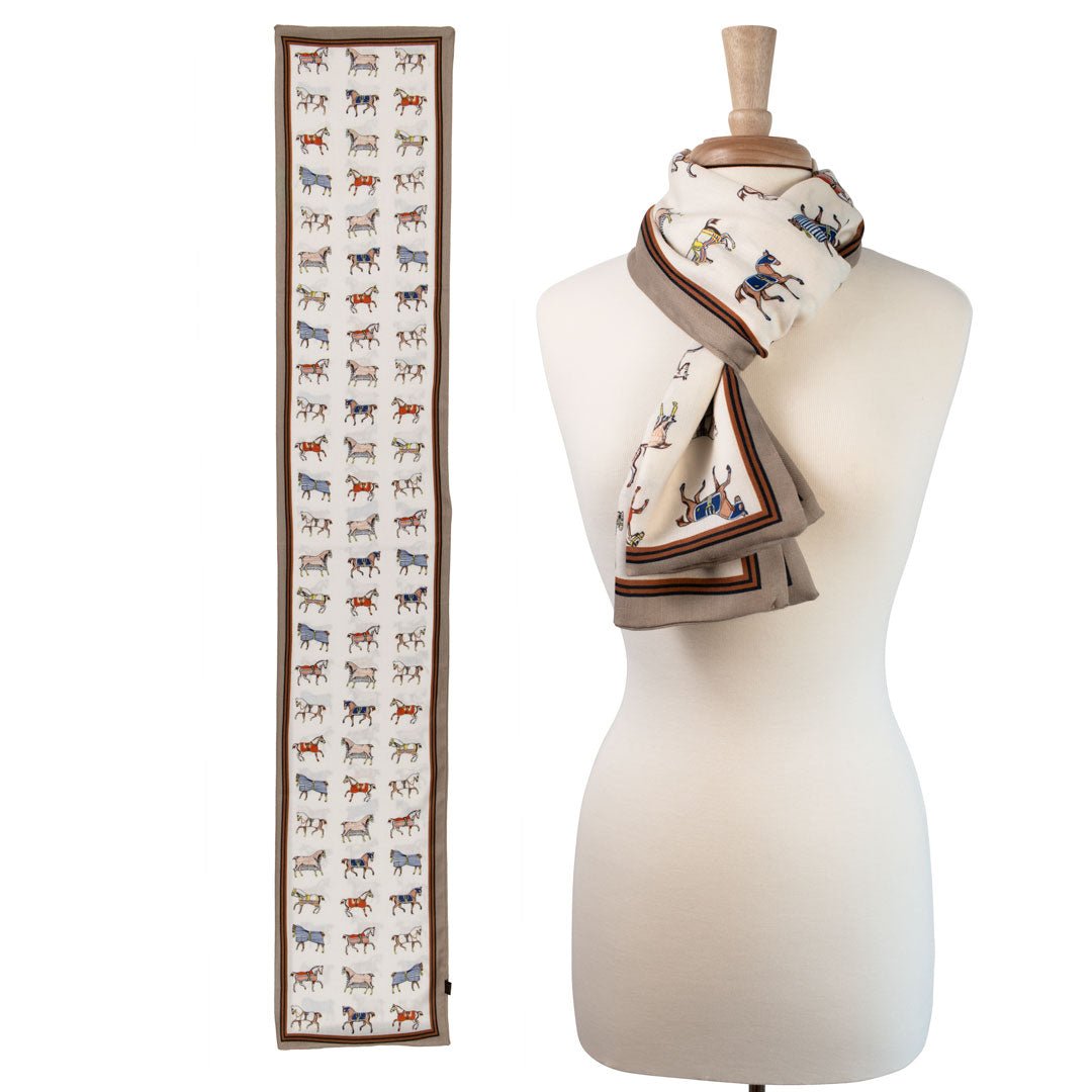 Urban Equestrian  The Paddock Wrap- Equestrian Motif Double Sided Jacquard Scarf