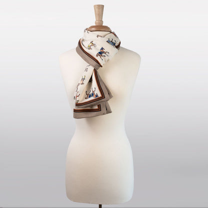 Urban Equestrian  The Paddock Wrap- Equestrian Motif Double Sided Jacquard Scarf