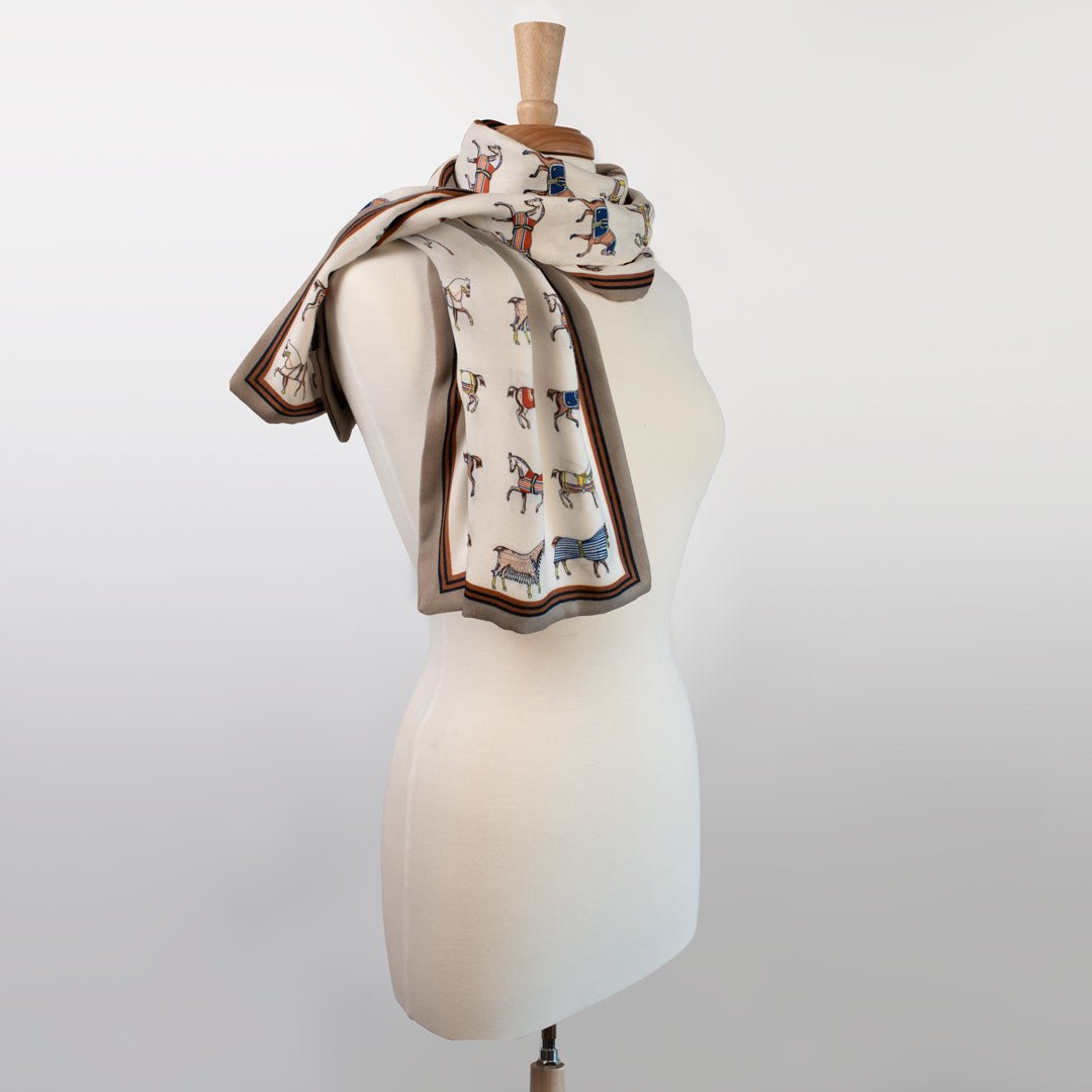Urban Equestrian  The Paddock Wrap- Equestrian Motif Double Sided Jacquard Scarf