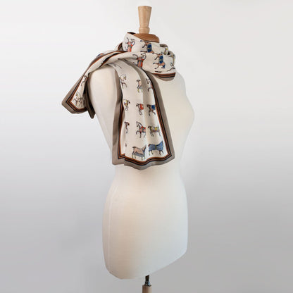 Urban Equestrian  The Paddock Wrap- Equestrian Motif Double Sided Jacquard Scarf