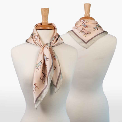 Urban Equestrian  Hunt Club - Stylized Equestrian Scarf in Ivory and Dusty Pink