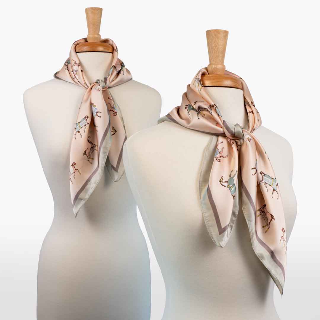Urban Equestrian  Hunt Club - Stylized Equestrian Scarf in Ivory and Dusty Pink