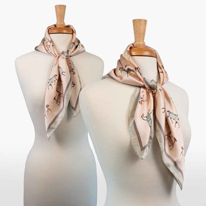 Urban Equestrian  Hunt Club - Stylized Equestrian Scarf in Ivory and Dusty Pink