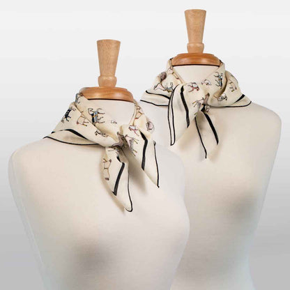 Urban Equestrian  Hunt Club - Stylized Equestrian Pattern in Ivory Fine Cotton Scarf