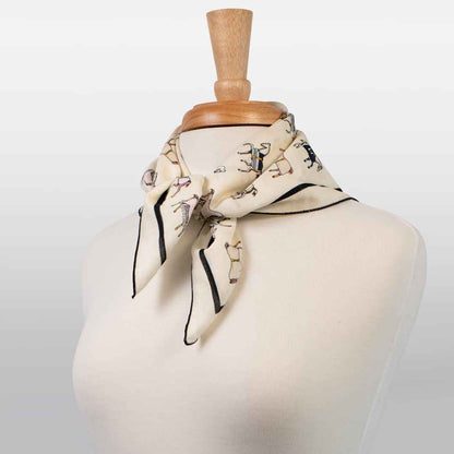 Urban Equestrian  Hunt Club - Stylized Equestrian Pattern in Ivory Fine Cotton Scarf