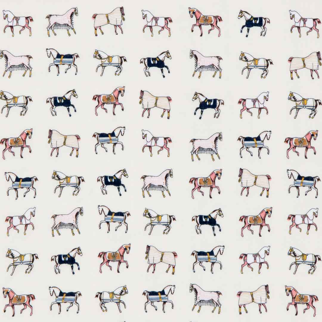 Urban Equestrian  Hunt Club - Stylized Equestrian Pattern in Ivory Fine Cotton Scarf
